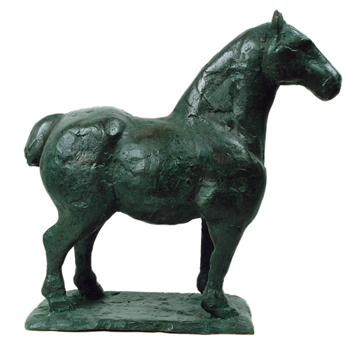 bronzen beeld van belgisch paard